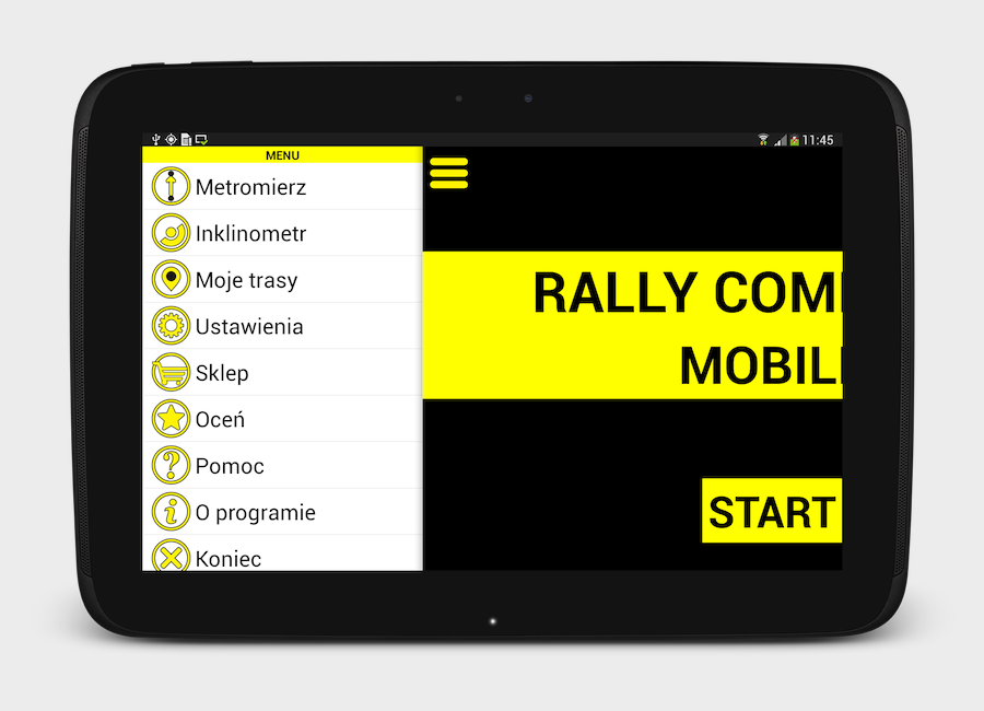 Rally Computer Mobile menu